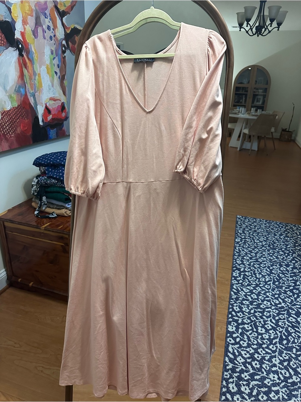ELOQUII back bow dress in peach